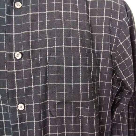 Van Heusen Mens Black & White Windowpane Check Button-Up Shirt Size S/P 14-14.5 - Picture 7 of 9